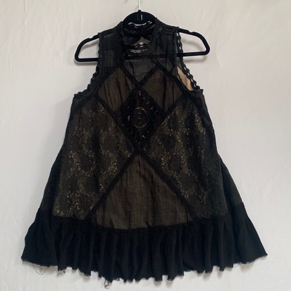Free people tunic dress lacy gauzy lined size large - Picture 1 of 7